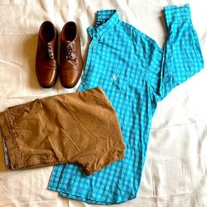 CHAPS Men's Spring Long Sleeve Button Down Blue Plaid Size 4XLT